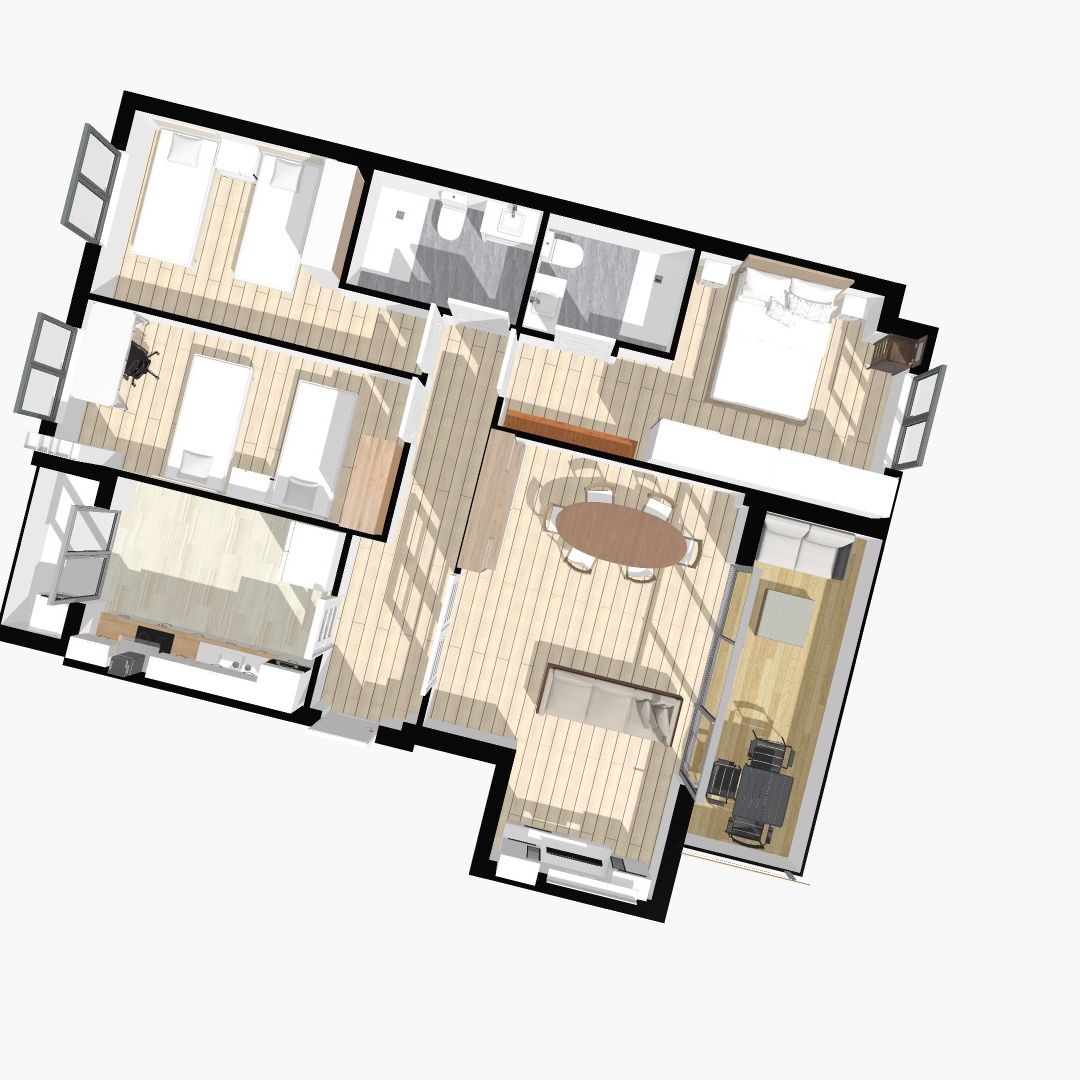Plano de apartamento moderno